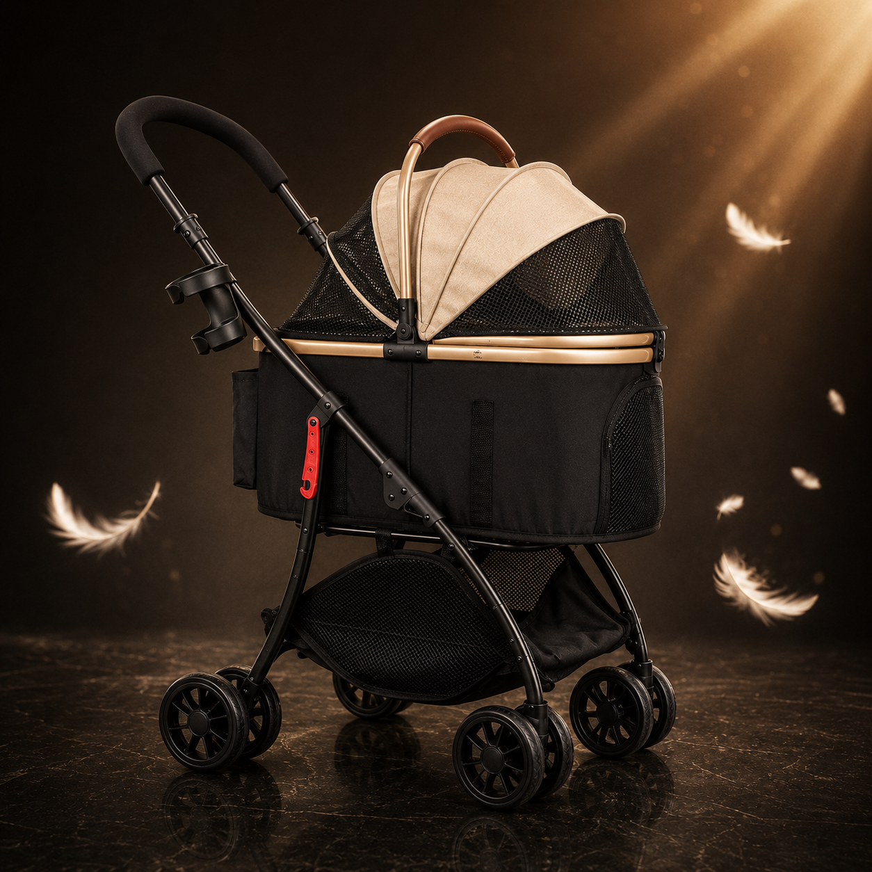 Carriage & Co Pet Stroller – Khaki, front view